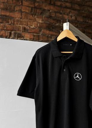 Mercedes-benz men’s vintage short sleeve black polo shirt embroidered logo вінтажне поло2 фото