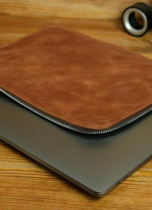 Шкіряний чохол на блискавці для macbook у вінтажному стилі, м'яка підкладка з повсті, колір хакі