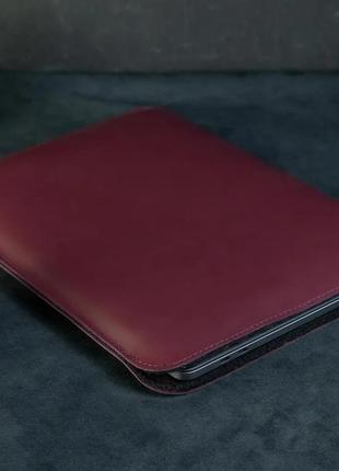 Чехол-карман кожаный для macbook, мягкая подкладка из войлока, размер (под ваше устройство), цвет бордовый