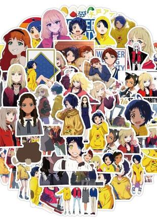 Набор виниловых наклеек стикеров стикерпак мультяшные аниме стикербомбинг на авто ноутбук стену 50 шт