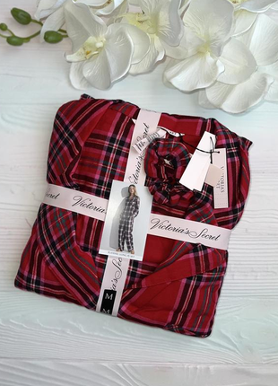 Пижама фланелевая victoria’s secret flannel long pj set красная к9 фото