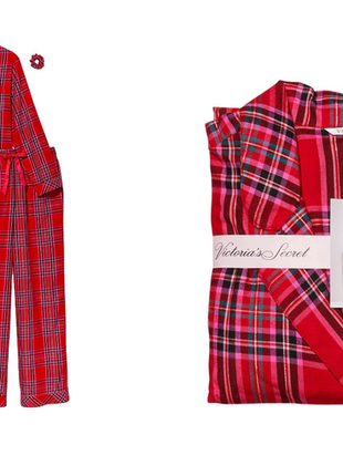 Пижама фланелевая victoria’s secret flannel long pj set красная к13 фото