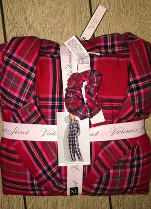 Пижама фланелевая victoria’s secret flannel long pj set красная к18 фото