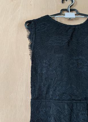 Платье черного цвета верх гипюр легкое роскошное эффектное платье размер xs s2 фото