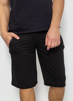 Шорты мужские однотонные, цвет черный, трикотажные мужские шорты5 фото