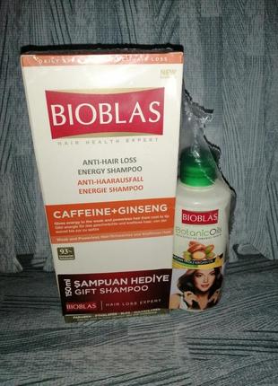 Енергетичний шампунь bioblas проти випадіння волосся з кофеїном та женьшенем