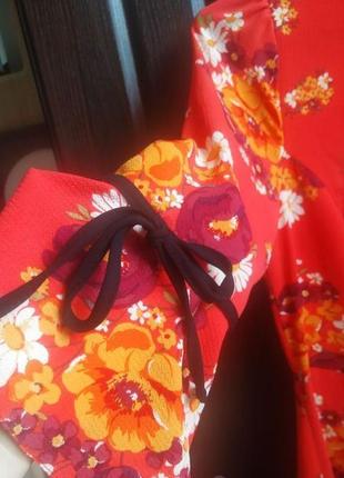Сукня, міді, в квітковий принт, atmosphere, оранжеве, розширене, крепдишин, з воланами2 фото