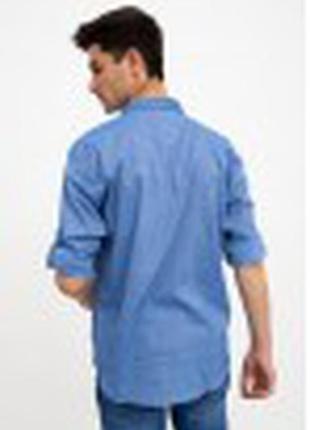 Стильна мажская блакитна сорочка з принтом2 фото