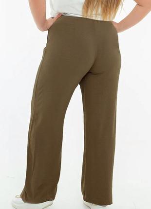 Летние прямые брюки жатка свободного кроя на резинке3 фото