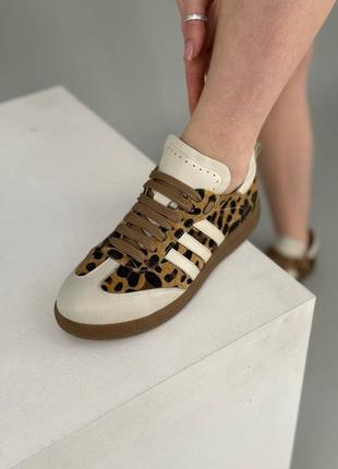 Женские кроссовки со вставками леопард из натуральной кожи 94223 фото