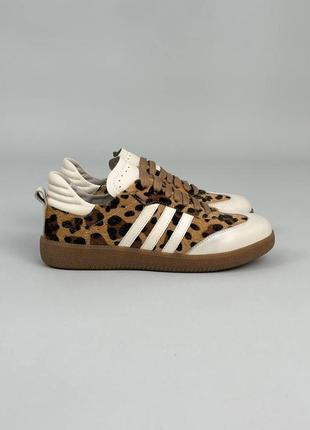 Женские кроссовки со вставками леопард из натуральной кожи 94229 фото