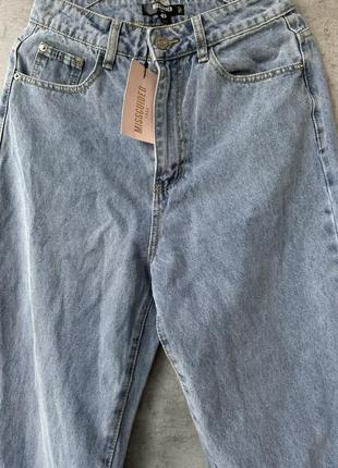 Длинные светлые джинсы мом на высокой посадке missguided4 фото