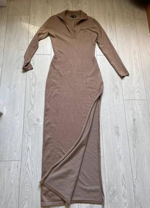 Трикотажное платье макси с разрезом по бедру prettylittlething6 фото