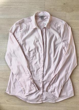 Нова рожева бавовняна сорочка блуза h&amp;m новая розовая рубашка хлопковая1 фото