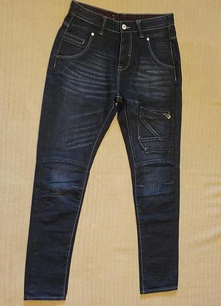 Толстые темно-синие х/б фирменные джинсы «883 police» италия 30/32