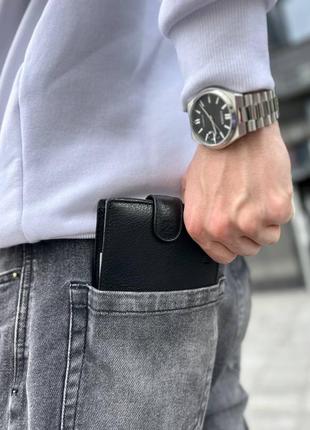 Черный кошелек - портмоне из натуральной кожи3 фото