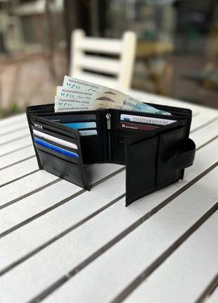 Черный кошелек - портмоне из натуральной кожи7 фото