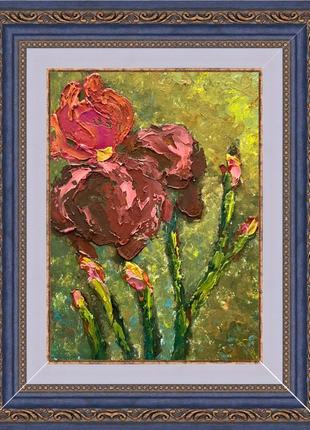 Картина ирис в рамке цветочная картина в раме живопись маслом2 фото