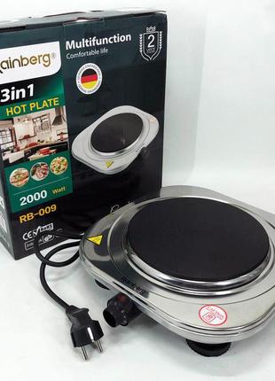 Плита электрическая rainberg rb-009 одноконфорочная настольная электроплита на одну конфорку из нержавейки