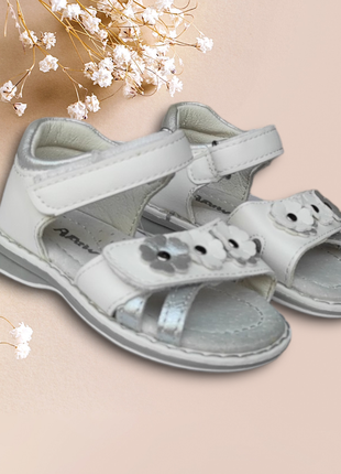 18р (11,5 см) білі срібло босоніжки сандалії для дівчинки