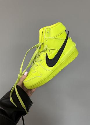 Стильні кросівки nike sb dunk high x ambush acid green 37
