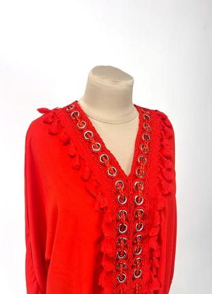 Блузка стильная unika, красная, легкая4 фото