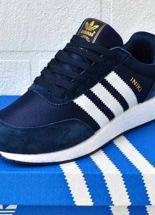 Adidas iniki кросівки кеди чоловічі сині адідас інікі весняні осінні демісезонні демісезон топ якість ліцензія низькі замша замшеві9 фото