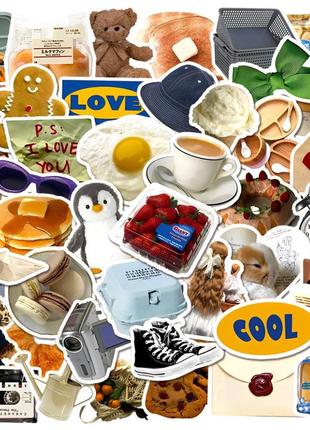 Набор виниловых наклеек стикеров скраб мимишный ассори  стикербомбинг на авто телефон ноутбук стену 50шт