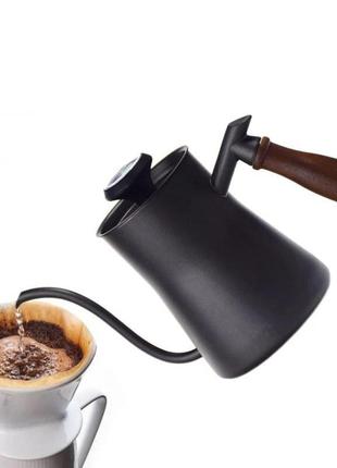 Чайник kslong с термометром для заваривания кофе, 550 мл, черный
