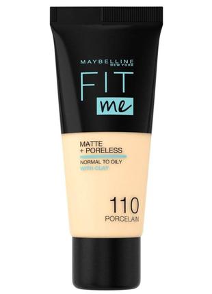 Тональний крем maybelline new york fit me матуючий 110 porcelain 30 мл (3600531324506)
