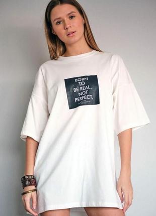 Накладной платеж ❤ турецкий оверсайз хлопковая удлиненная футболка туника с принтом2 фото