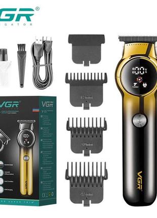 Триммер для бороды и усов vgr v-989 7000 об. машинка для стрижки, окантовки керамика+сталь. цвет: черный