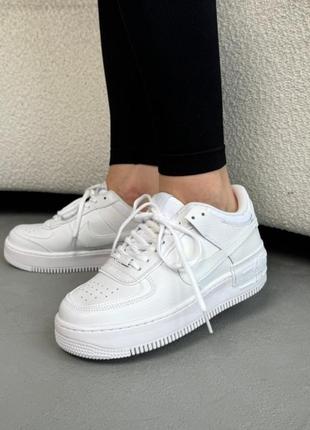 Женские кожаные кроссовки nike air force shadow white