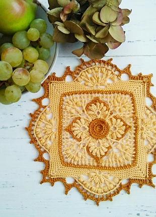 Рельефная салфетка в желтых оттенках, очаровательный декор в подарок