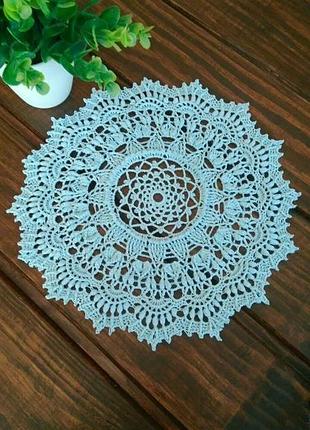 Интерьерная голубая рельефная салфетка декор стола