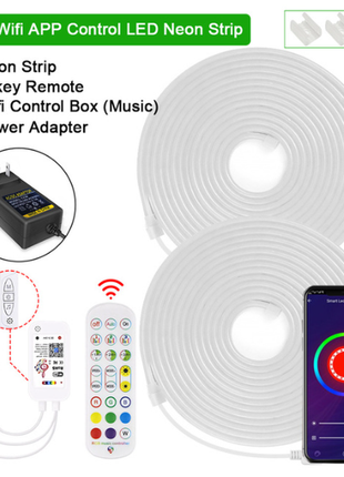 Tuya smart неонова стрічка rgb водонепроникна wifi app пульт 10м7 фото