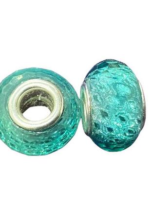 Бусины finding в стиле пандора смола граненка с точками мятний 14 мм х 8 мм