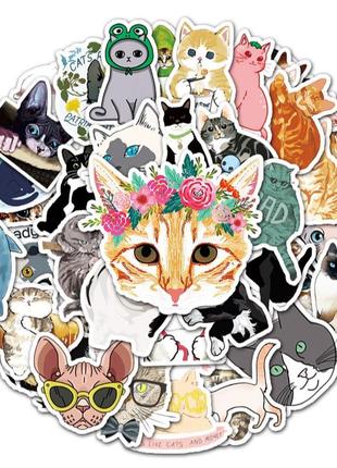 Набор виниловых наклеек стикеров котики стикербомбинг на авто телефон ноутбук стену 50шт