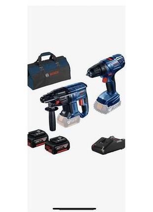 Набір інструментів bosch перфоратор gbh 180-li + шуроповерт gsr 180180-li + 2x аккумулятора + зарядка