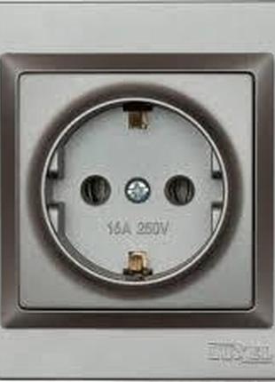 Розетка с заземлением luxel jazz (9704) графитовая