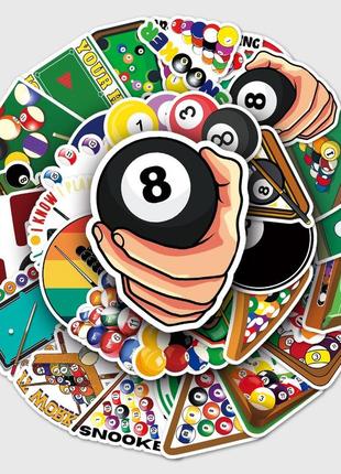 Набор виниловых наклеек стикеров снукер бильярд стикербомбинг на авто ноутбук стену 50 шт