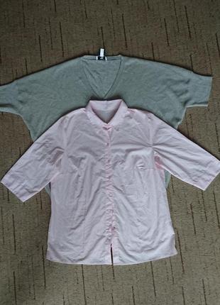 Рубашка повседневная /в офис (германия), рукав 3/4, нежно-розовая р.l-xl3 фото