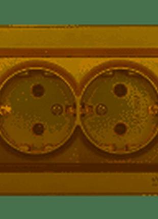 Розетка подвійна із заземленням luxel jazz (9608) бронзова