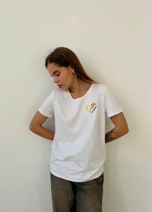 Бавовна ‼️ стильная женская футболка из хлопка с патриотическим принтом / 42-48 / мод 519