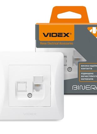 (minimum 1000грн) розетка cat3 одинарная телефонная белая videx binera