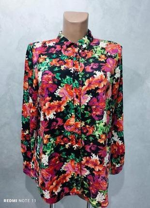 Шикарная вискозная блузка в красивый цветочный принт английского бренда george