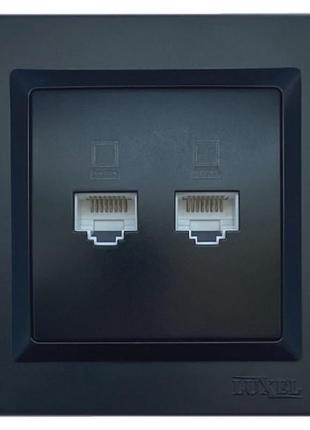 Комп'ютерна розетка подвійна luxel jazz (9128) чорна