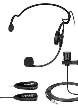Комплект беспроводных петличных микрофонов kimafun km g102 из 2х штук петличка для камеры и смартфона