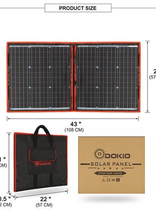 Сонячна панель dokio 80w контролер usbx2 складана9 фото