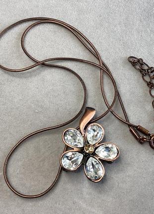 Кулон брошка цветок медного тона